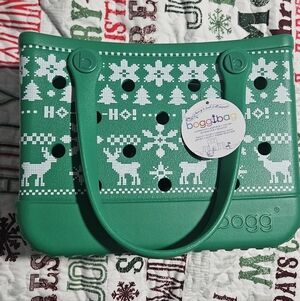 BOGG BAG Small Green Tote with "Ugly Sweater" Pattern